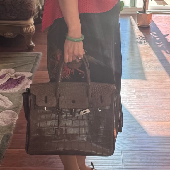 Real Crocodile leather Brown Handbag - Picture 15 of 16